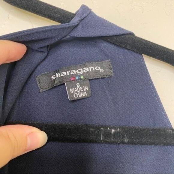 Sharagano NWT Deep Navy High Neck Stretch Dress 8 - Picture 3 of 9